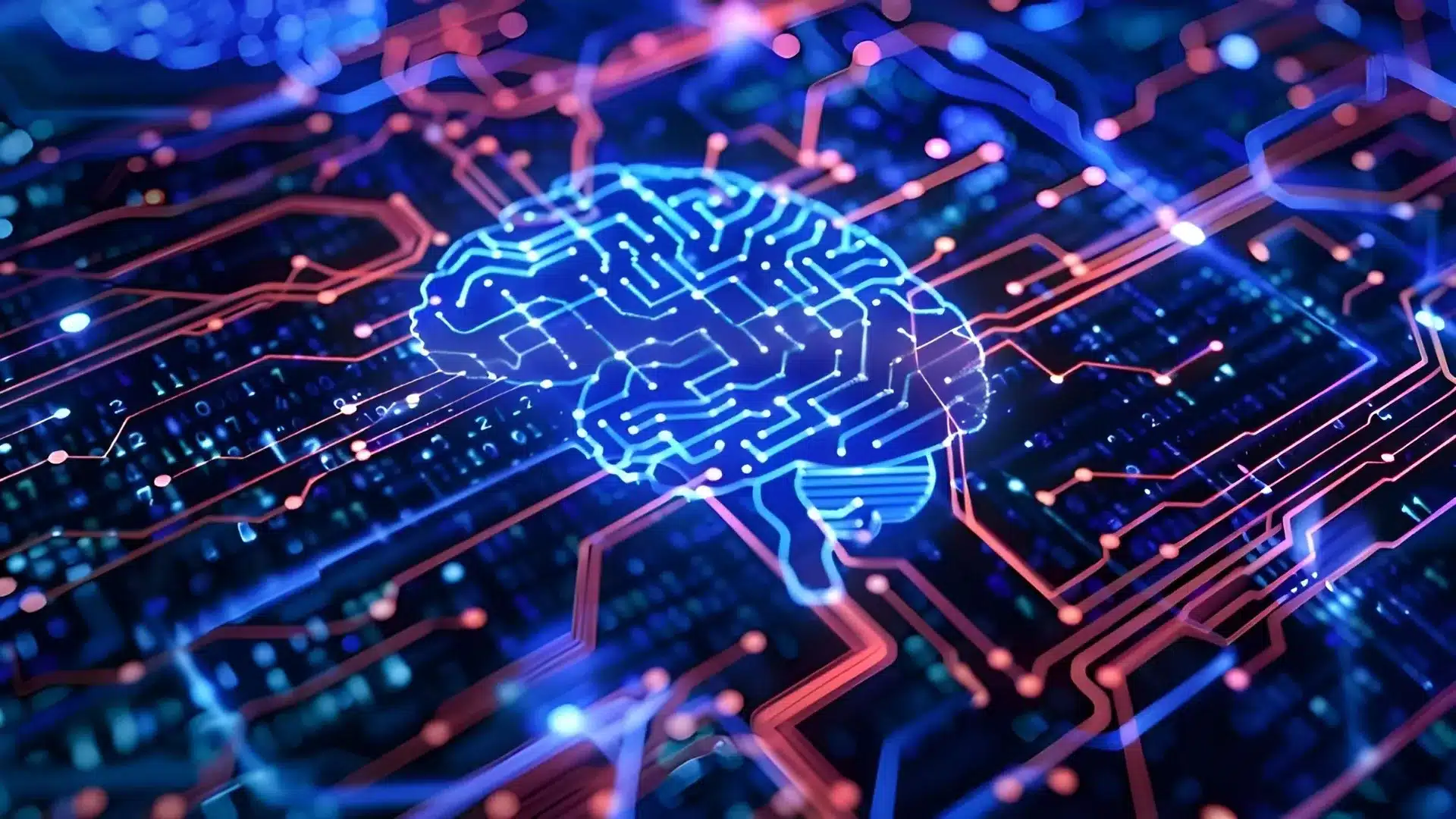 Cerebro digital que simboliza la inteligencia artificial y el machine learning en nuestros servicios de automatización de procesos para pymes.